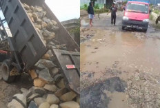 Perbaiki Jalan Rusak Warga Tanjungraya Patungan 