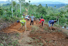 Warga Pekon Manggarai  Swadaya Lebarkan Jalan