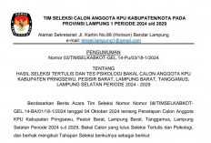 Tim Seleksi Calon Anggota KPU Zona 1 Umumkan Hasil Seleksi Tes Tertulis dan Psikologi, Berikut Hasilnya