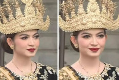 Selvi Ananda dalam Balutan Baju Adat Lampung dengan Mahkota Emas