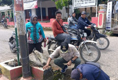 Lurah Pajarbulan Turun Tangan  Atasi Genangan di Jalan Nasional