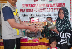 Tanggulangi Stunting, Pekon Tebaliokh Salurkan Bantuan Makanan Tambahan ke Para Balita