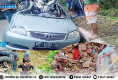 Lakalantas Truk Masuk Jurang Hantam Sedan di Jalan Nasional Giham 