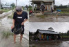 Protes Banjir Tak Kunjung Ditangani, Warga Tabur dan Pancing Ikan Lele di Jalan Liwa- Ranau 